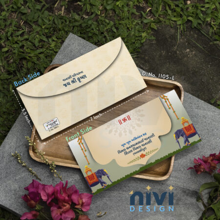 Traditional Elephant Theme  Money Gift Cover on Textured Paper D No 1105