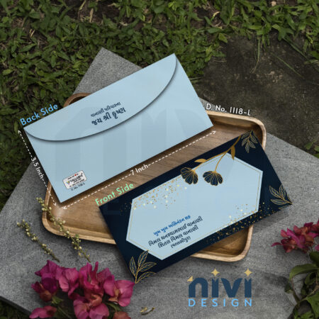 Floral Theme Blue and Gold Colour Money Gift Cover D No 1118