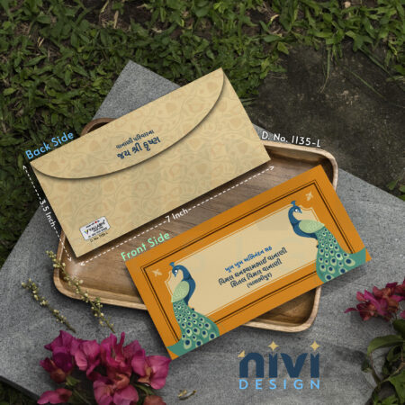 Orange Colour and Pecock Theme Money Gift Cover D No 1135